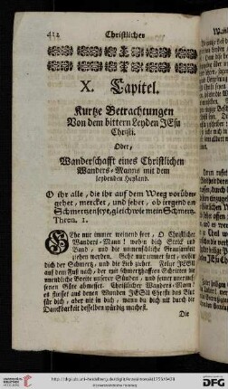 X. Capitel: Kurtze Betrachtungen von dem bittern Leyden JEsu Christi