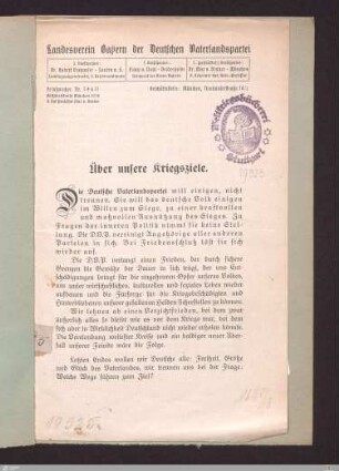 Über unsere Kriegsziele