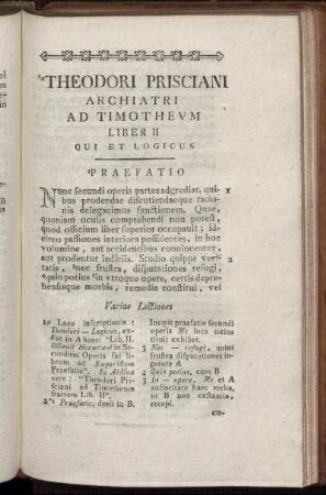 Theodori Prisciani Archiatri Ad Timotheum Liber II Qui Et Logicus.