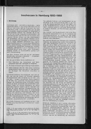 Insolvenzen in Hamburg 1950-1968