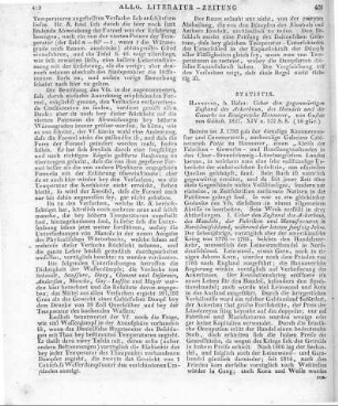Gülich, G. v.: Über den gegenwärtigen Zustand des Ackerbaus, des Handels und der Gewerbe im Königreiche Hannover. Hannover: Hahn 1827
