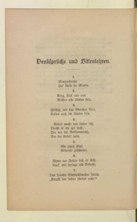 Denksprüche und Sittenlehren.