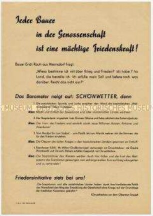 Flugblatt der SED Schleiz für Eintritt in die LPG als friedenserhaltende Tat