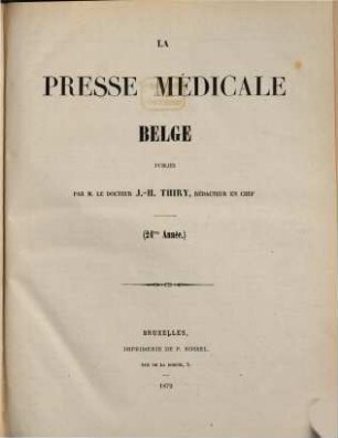 Presse médicale belge. 24. 1872