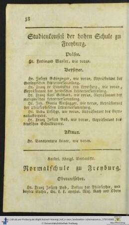 Kaiserl. Königl. Vorderöstr. Normalschule zu Freyburg.