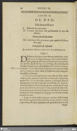 Locus II. De Deo