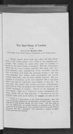 The Baal-Shem of London