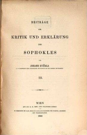 Beiträge zur Kritik und Erklärung des Sophokles. 3