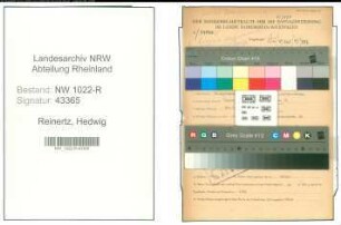 Entnazifizierung Hedwig Reinertz , geb. 13.09.1900 ()
