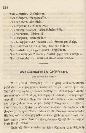 Der Liebhaber des Fischfanges. Ein kleines Lebensbild