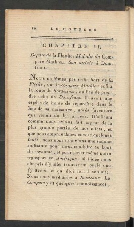 Chapitre II. Départ de la Fleche. Maladie du Compere Mathieu. Son arrivée à Domfront
