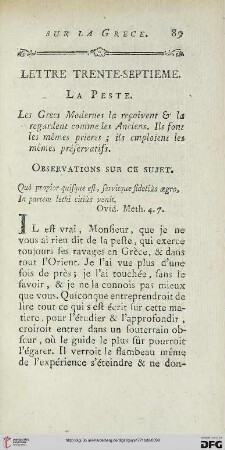 Lettre trente-septième: La peste