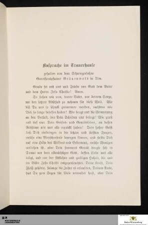 Ansprache im Trauerhause