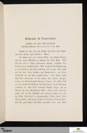 Ansprache im Trauerhause