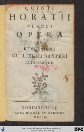 Quinti Horatii Flacci Opera