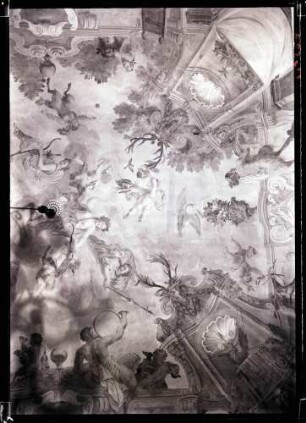 Schloß, Altes Corp des Logis; Deckenbild vor der Restaurierung