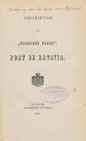 Description de 'Tandjong Priok', port de Batavia