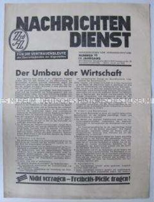 Mitteilungsblatt für Funktionäre des Zentralverbandes der Angestellten "Nachrichtendienst"