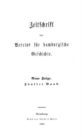 8.1889: Zeitschrift des Vereins für Hamburgische Geschichte