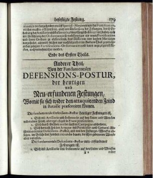 Anderer Theil, Von der Fundamentalen Defensions-Postur ...
