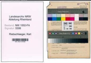 Entnazifizierung Karl Riebschlaeger, geb. 06.02.1907 (Beifahrer)