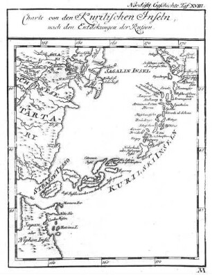 Taf. XVIII. Charte von den Kurilischen Inseln, nach den Entdekungen der Russen.