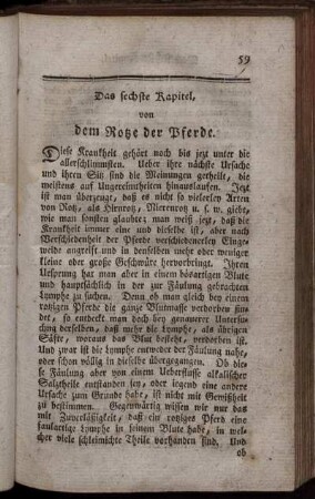 Das sechste Kapitel, von dem Roße der Pferde. - Das zehnte Kapitel, von den kalten Fiebern.