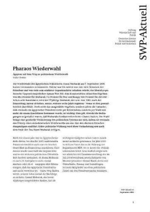 Pharaos Wiederwahl : Ägypten auf dem Weg zu politischem Wettbewerb