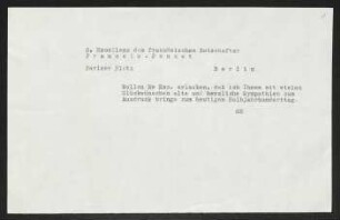 Brief von Gerhart Hauptmann an André François-Poncet