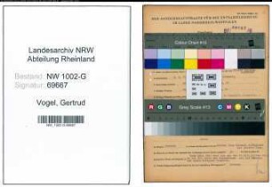 Entnazifizierung Gertrud Vogel, geb. 08.09.1920 ()