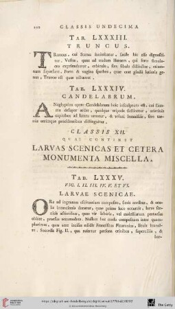 Classis XII, quae continet Larvas Scenicas et cetera Monumenta Miscella