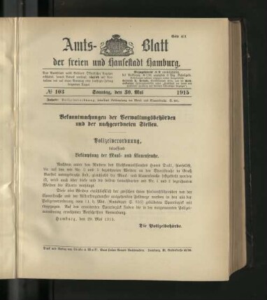 No. 103, 30. Mai 1915