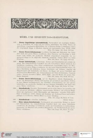 Möbel und Einrichtungs-Gegenstände (Nr. 1386 - 1511)