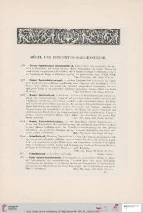 Möbel und Einrichtungs-Gegenstände (Nr. 1386 - 1511)