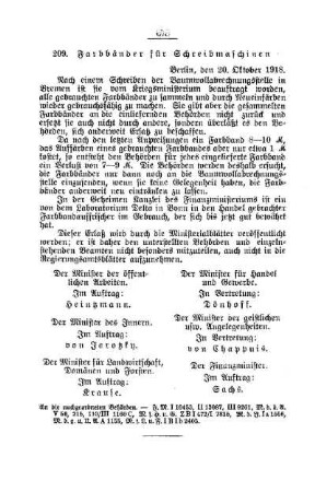 Farbbänder für Schreibmaschinen : [A. Behörden und Beamte]