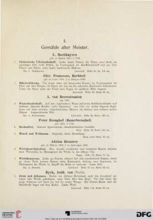 I. Gemälde alter Meister (Nr. 1-50)