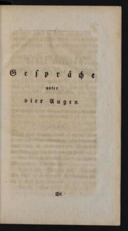 Gespräche unter vier Augen
