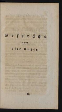 Gespräche unter vier Augen
