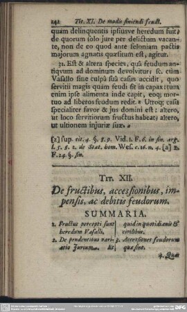 Tit. XII. De fructibus, accessionibus, impensis, ac debitis feudorum