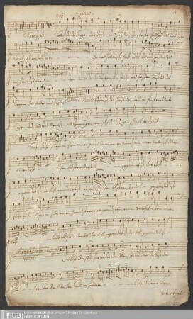 Ms. Ff. Mus. 49 - Festo Nativit. Jesu : 2. clarin., 2. violino, 2. viola, 4. voc. cum continuo