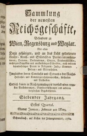 Erstes Quartal. Monat Januar, Februar und Merz.