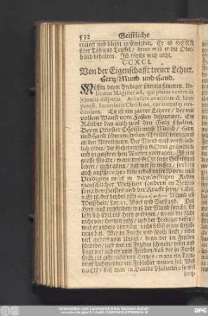 CCXCI. Von der Eigenschafft treuer Lehrer. Hertz, Mund und Hand.