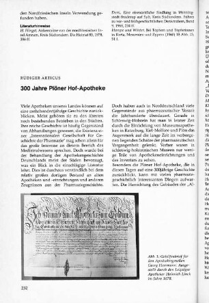 300 Jahre Plöner Hof-Apotheke