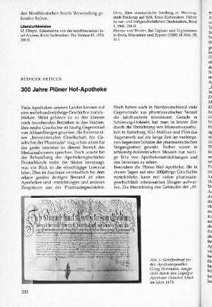 300 Jahre Plöner Hof-Apotheke