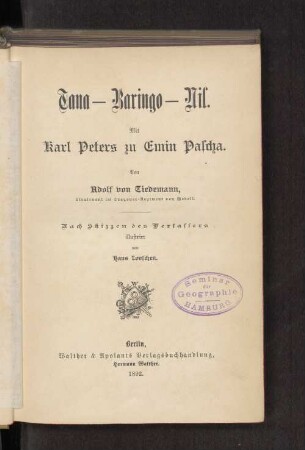 Tana - Baringo - Nil : mit Karl Peters zu Emin Pascha