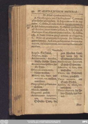 IV. Aliud eiusdem materiae.