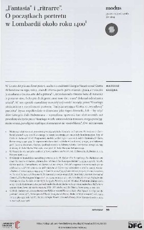 14: "Fantasia" i "ritrarre" : o początkach portretu w Lombardii około roku 1400$nElektronische Ressource