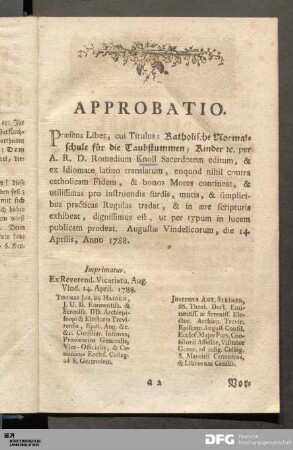 Approbatio.