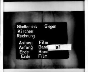 Kirchenrechnung der Stadt Siegen der Kirchmeister Jacob Wertenberg und Johannis Widderstein