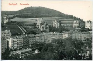 Karlsbad. Gartenzeile über die Sprudel-Kolonnade